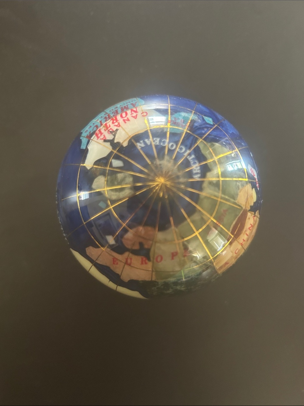 Kalifano Gemstone Globe Paperweight 3.5” World Globe Desk Accessory gift office - Picture 3 of 11